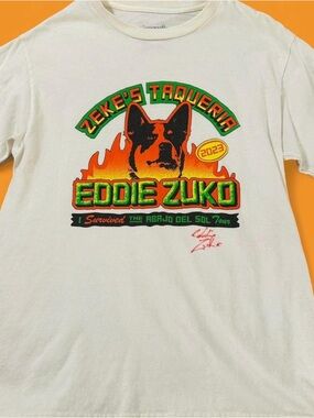Eddie Zuko | SIGNED | Zeke's Taqueria Graphic Tee - White with Neon Print